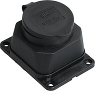 Розетка 1-м стац. ОМЕГА с заземл. с крыш. черн. IP44 РБ13-1-0м ИЭК PKR11-016-2-K02