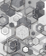 В268-06  Обои бумажные Гексагон 0,53*10