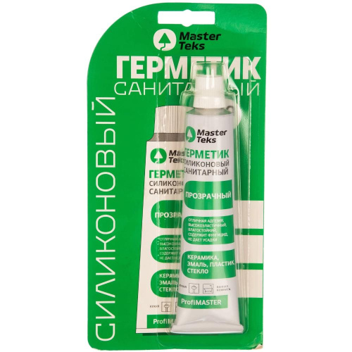 Герметик силиконовый MasterTeks, санитарный, прозрачный 80 мл