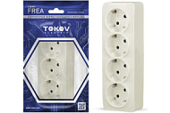 Розетка 4-м TOKOV ELECTRIC ОП Frea 16А IP20 250В с заземл. АБС-пластик белый TKE-FR-R4Z-C01