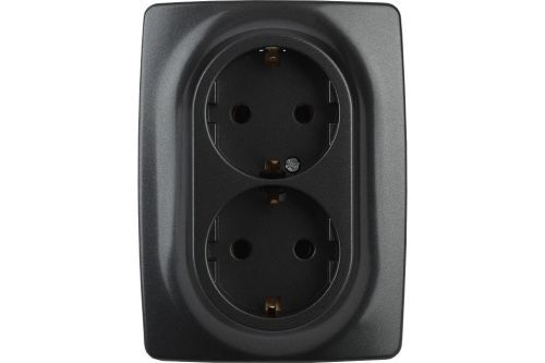 1231753 Розетка 2-м СП Эра12 12-2106-05 16А IP20 16AX 250В 2х2P+E Schuko антрацит Эра Б0031232