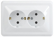 Розетка 2-м СП Вега РС12-3-ВБ с заземл. контактом без защ. штор 16А бел. ИЭК ERV21-K01-16-DM, 452896