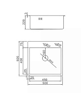 GL-5050  Мойка для кухни врезная G.lauf GL-5050 хром из нержавеющей стали, 50*50 см без сифона