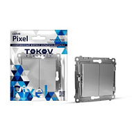 1792263 Переключатель проходной 2-кл. СП Pixel 10А IP20 механизм алюм. TOKOV ELECTRIC TKE-PX-P2-C03