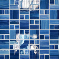Мозаика Elada Mosaic mix size, лазурная полосатая  300*300 мм