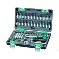 14101 Набор инструментов,1/4",  CrV, пластиковый кейс 57 предм.