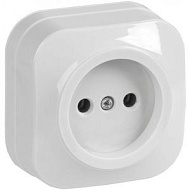 Розетка 1-м ОП IEK GLORY РС20-2-ХБ 10А без заземл. бел. ERH10-K01-10