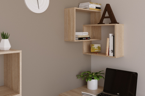 Полка навесная  квадрат-2 518х518х592, цвет дуб сонома