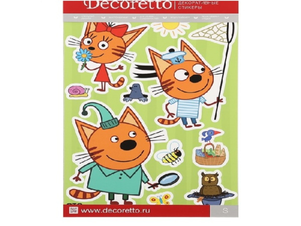 Виниловая наклейка Декоретто Три кота: Коржик и Карамелька	25*35