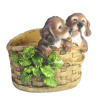 Фигура декоративная  ДВА ЩЕНКА В ЛУКОШКЕ КАШПО