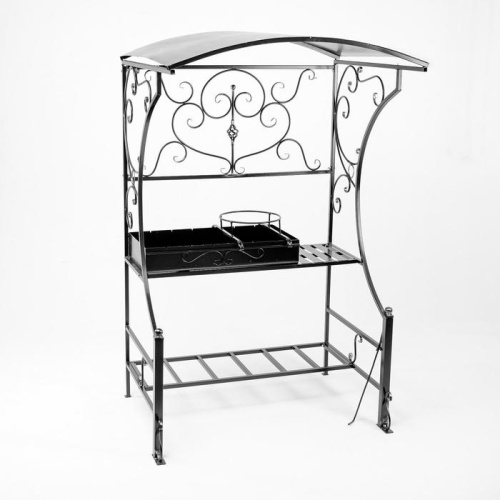 Мангал «Классика», 120×210×40 см, с подставкой под казан, с крышей-навесом