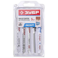 15580-H5 Набор ЗУБР Полотна для эл/лобзика, по дереву и металлу, T-хвостовик, пластик. бокс, 5шт