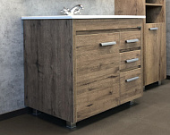 Тумба-умывальник Comforty Марио 75, с раковиной Quadro 75, дуб темный , 760*855*465мм