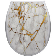4561557 Сиденье для унитаза с рисунком Белый мрамор