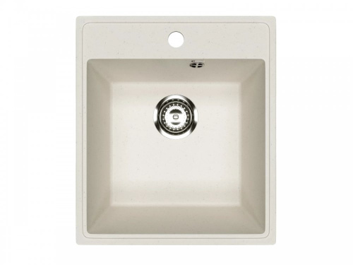 Мойка кухонная Practik белый камень, прямоугольная, врезная, искус. камень, 425х485х195 мм