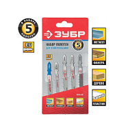 15591-H5 Набор ЗУБР Полотна для эл/лобзика, по дереву и металлу, T-хвост., 5шт