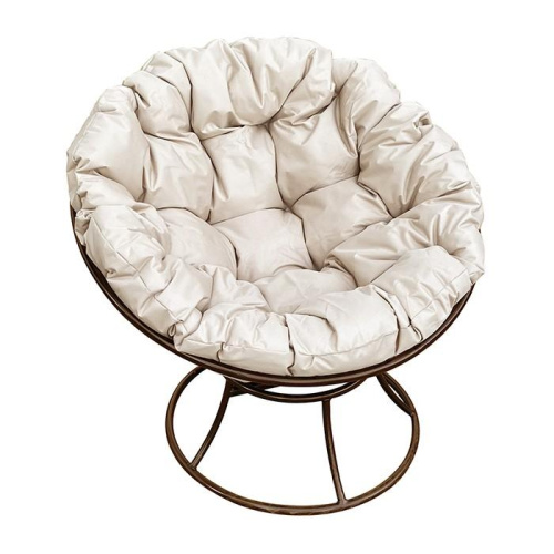 Кресло 97х97х75 см коричневое, бежевая подушка Папасан