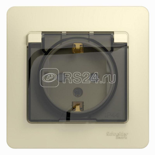 275157 Розетка 1-м СП Glossa 16А IP44 с защ. крышкой защ. шторки с заземл. в сборе бел. SchE GSL0001