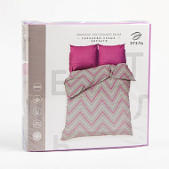 Постельное белье "Этель" 2 сп. Сиренево-серые зигзаги 175х215 см, 200х220 см, 70х70 см - 2 ш