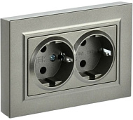 Розетка IEK 2-м СП BRITE РС12-3-БрШ 16А в сборе с заземл. без защ. шторок шампань BR-R21-16
