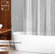 9579986 Штора для ванной SAVANNA «Галька», 180×200 см, PEVA, белая