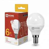 530183 Лампа светодиодная LED-ШАР-VC 6Вт шар 3000К тепл. бел. E14 570лм 230В IN HOME 4690612020501