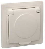 Розетка 1-м СП IEK Кварта РСб10-3-ККм 16А IP20 с заземл. с крышкой крем. ERK15-K33-16-DM