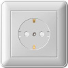 Розетка SchE Wessen "W59" 1-мест, скрытой проводки с заземлением со шторками белая