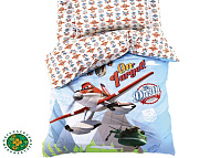 Постельное белье 1,5 сп "Самолеты" 143*215 см, 150*214 см, 70*70 см -1 шт, 100% хлопок, поплин 125 г/м2