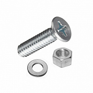 Винт DIN965 с потайной головкой М5х20мм гайка, шайба оцинк. 12шт/пакет