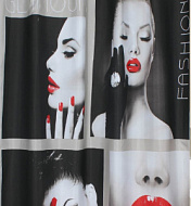 02-01 Штора в ванную комнату Brimix, Гламур, без колец, 1,8*2м