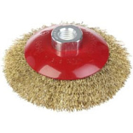 39051 Корщетка-колесо с наклоном, гайка М14, стальная волнистая латунированная проволока 115 мм