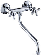 Смеситель для кухни Rossinka, хром, длинный излив, настенный G02-74