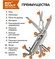 Мультиинструмент "Универсал" (нержавеющая сталь, 14 функций, со светодиодным фонариком) /