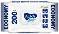 762581 Салфетки влажные AURA  Family, с крышкой, 200шт