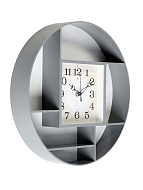 4551232 Часы настенные, интерьерные "Маганса", бесшумные, d-35 см, с полками, серые