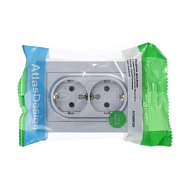 1240231 Розетка 2-м СП AtlasDesign 16А IP20 с заземл. в сборе алюм. SchE ATN000324