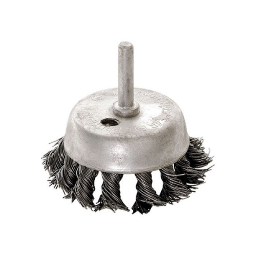 74468 Щетка для дрели Matrix, 65мм, "чашка" со шпилькой, крученая металлическая проволока