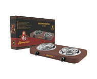 Электроплитка Матрена МА-062, 2 конфорки, спираль (ТЭН) 1кВт+1кВт, коричневая 6058