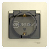 275157 Розетка 1-м СП Glossa 16А IP44 с защ. крышкой защ. шторки с заземл. в сборе бел. SchE GSL0001