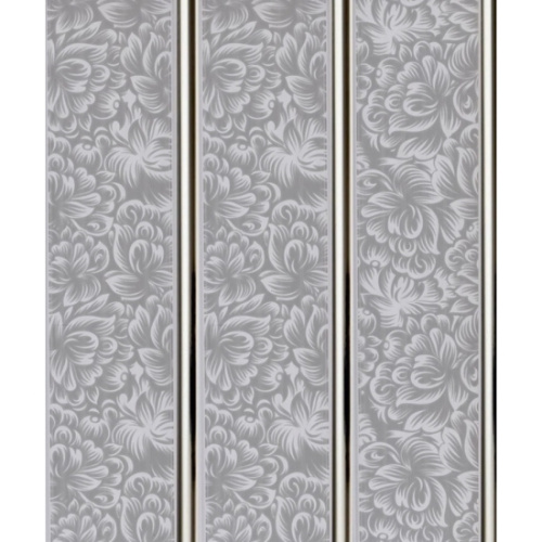 Панель пластиковая 3000 х 250мм, Флора серая 3-х полосная серебро