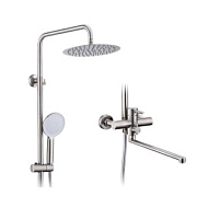 Смеситель для душа Rossinka, хром, Тропический дождь 190*290мм, лейка 3реж, с изливом RS27-46