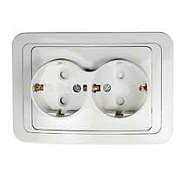 Розетка 2-м IN HOME CLASSICO защ.шторки с заземл. 2128 бел. ASD