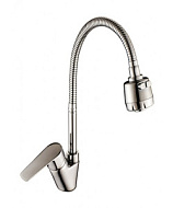 Смеситель для кухни Rossinka, хром, гибкий излив S35-26