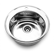 Мойка кухонная Ledeme, круглая, врезная, нерж, с сифоном, 0,6 мм, 490*490*170мм