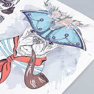 7599465 Наклейка пластик интерьерная цветная "Звери в разных головных уборах" 50х70 см