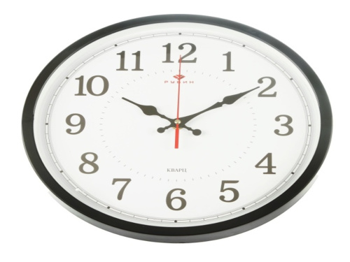 Часы настенные круг корпус черный "Классика" "Рубин" d=22см