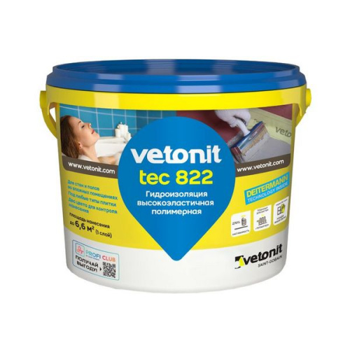 Гидроизоляция Vetonit.tec 822 серая эластичная полимерная, 4кг