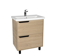 Тумба- умывальник VIANT Кёльн, раковина Фостер 60 2 ящика светлое дерево 385х565х820