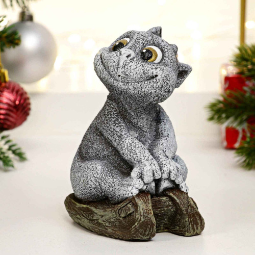 Фигура "Дракончик Чика" серая, 7х8х13см
